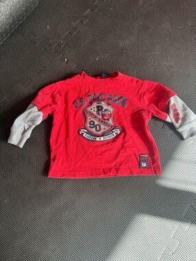 U.S. Polo Assn. Red Long-Sleeve Layered-Look Tee with Gray Sleeves